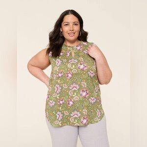 Lane Bryant Ruffle Notch-Neck Textured Tank